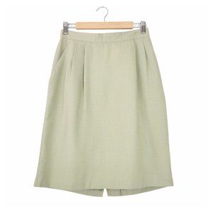 Sag Harbor Vintage Pleated Skirt Light Sage Green Knee Length With Pockets